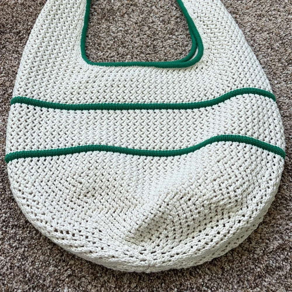 lululemon Cream & Green Crochet Hat and Tote Set • NWT